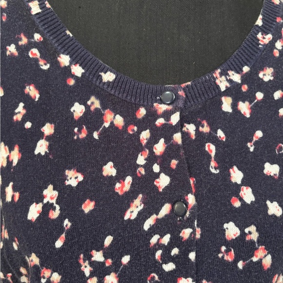 LOFT Navy and Pink Floral Cardigan - Picture 2 of 9